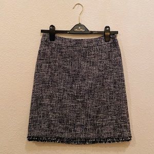 Brooks Brothers faux wrap skirt - NWT! Navy blue/white tweed material. Size: 2P.
